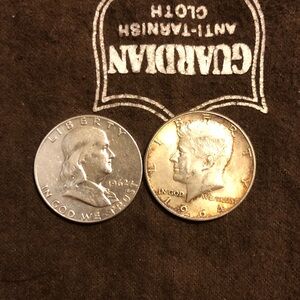 2 silver half dollars